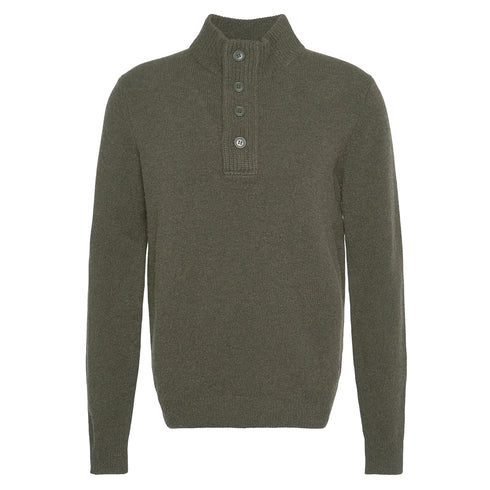 Maglia Uomo con mezza zip e bottoni, in pura lana